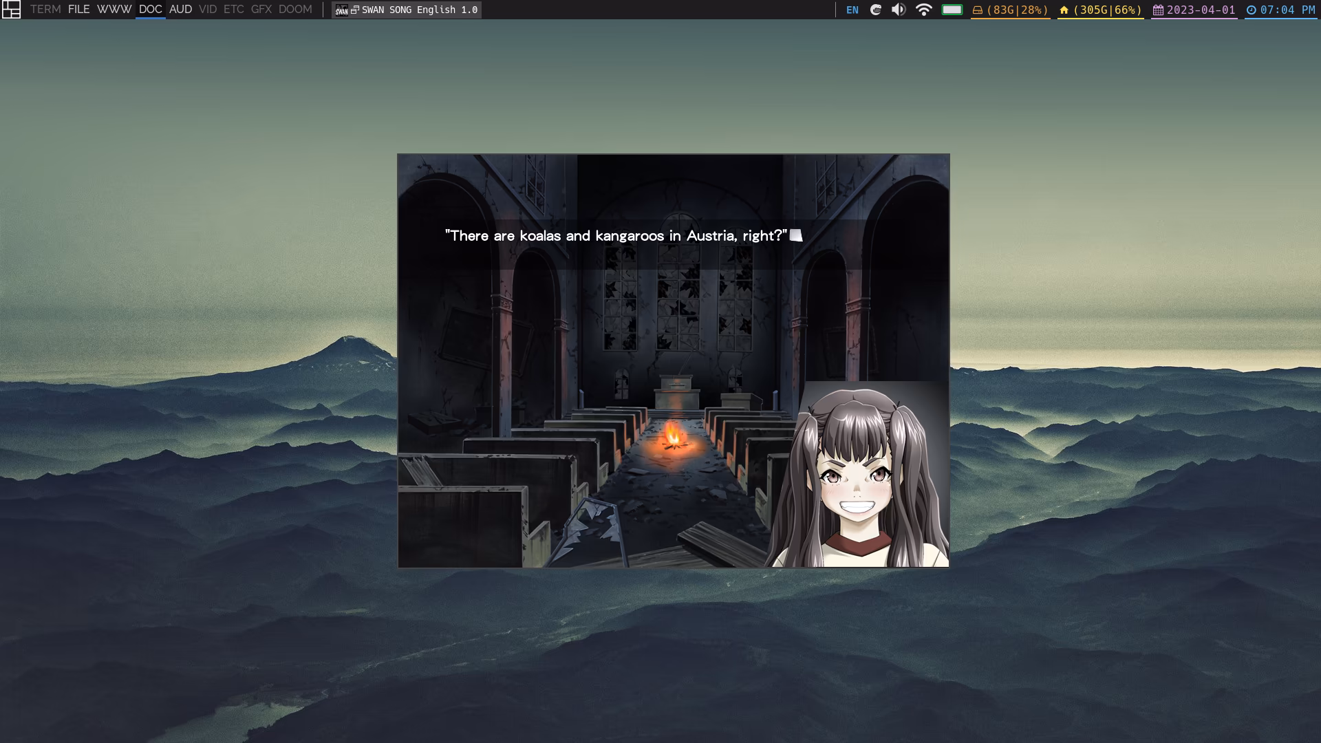 An image of the Qtile window manager